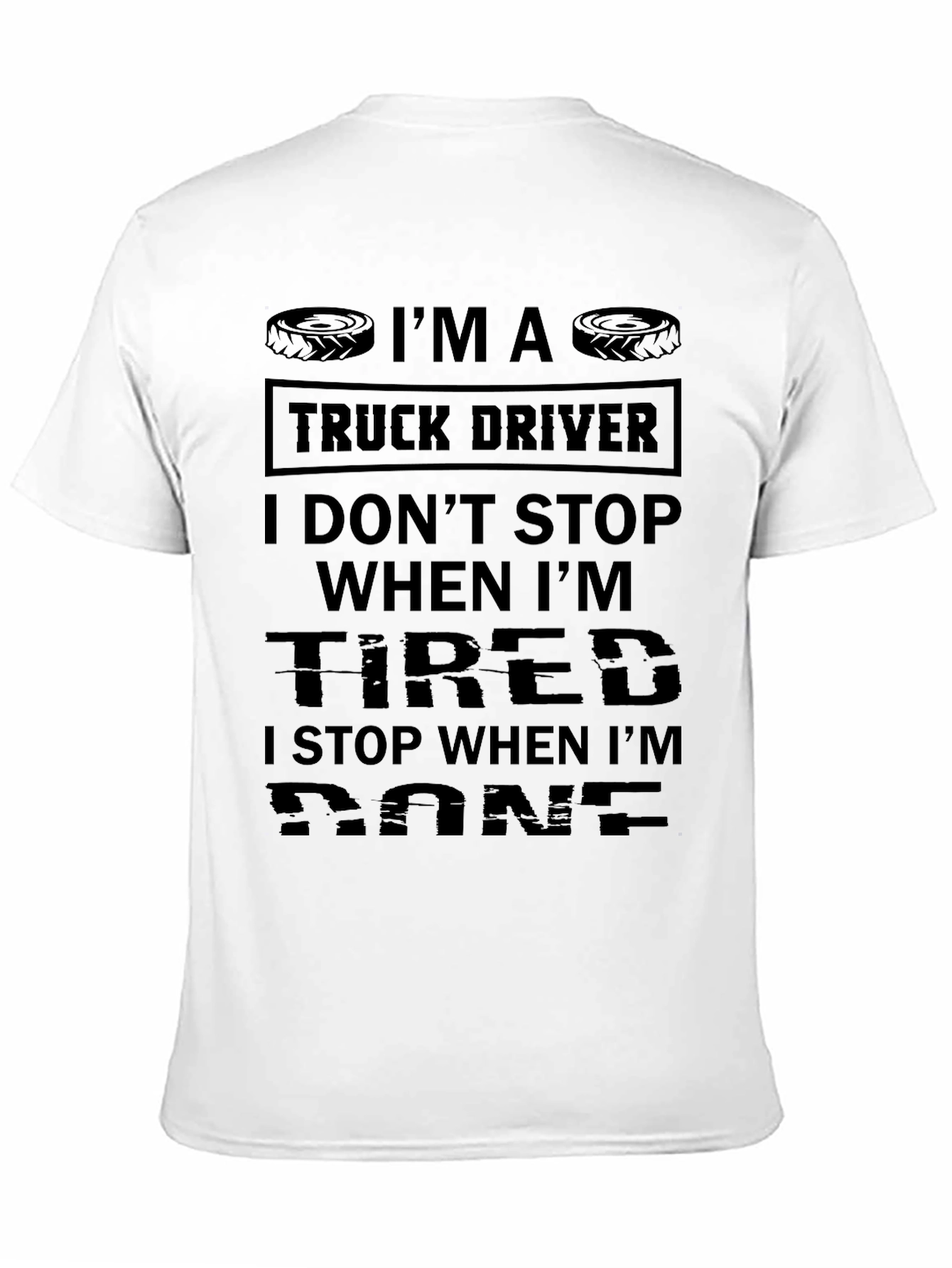 Truck Driver Tire Design Black T-Shirt