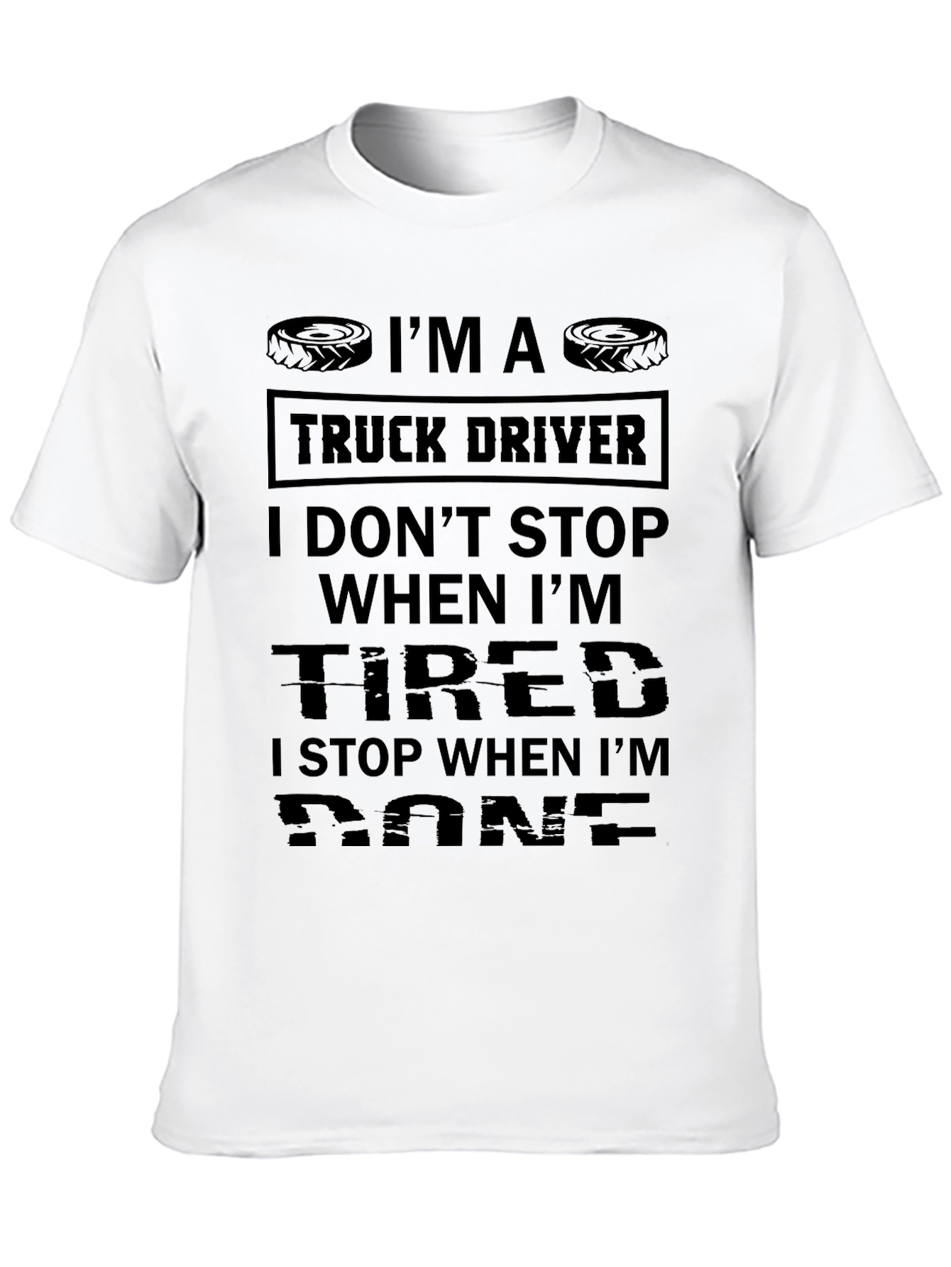 Truck Driver Tire Design Black T-Shirt