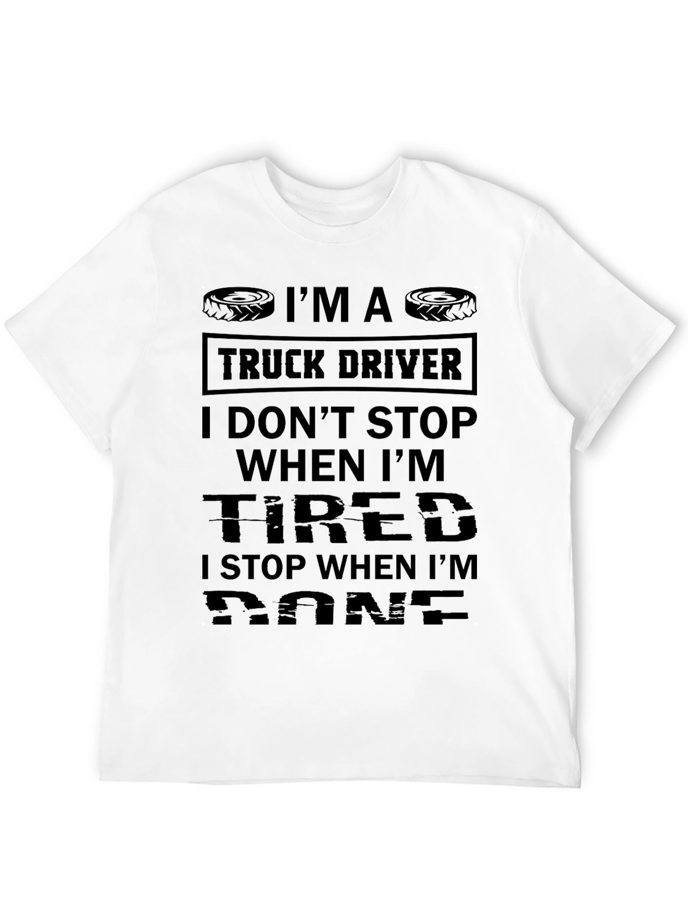 Truck Driver Tire Design Black T-Shirt
