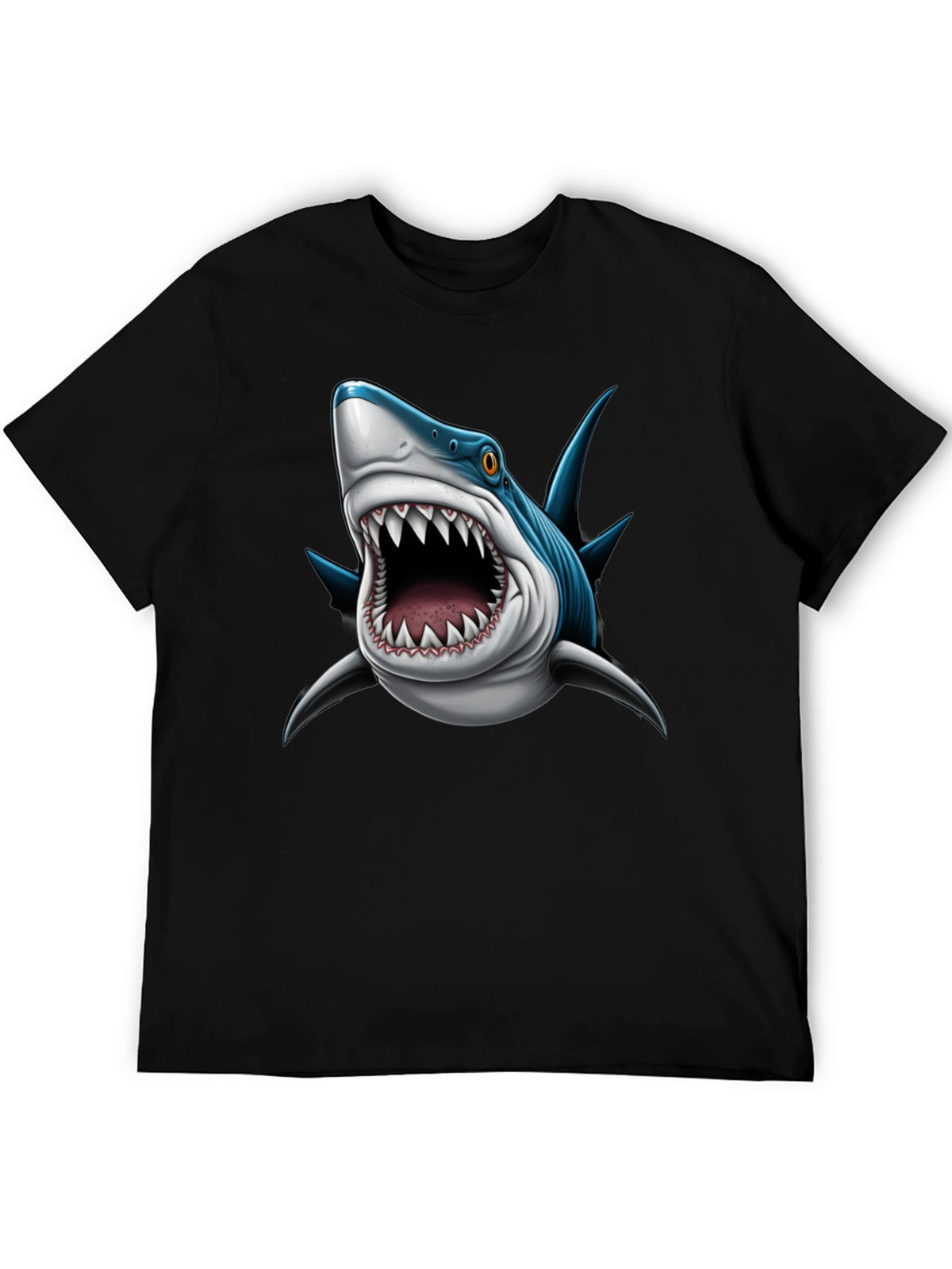 Mens Shark Attack Graphic Tee - Black
