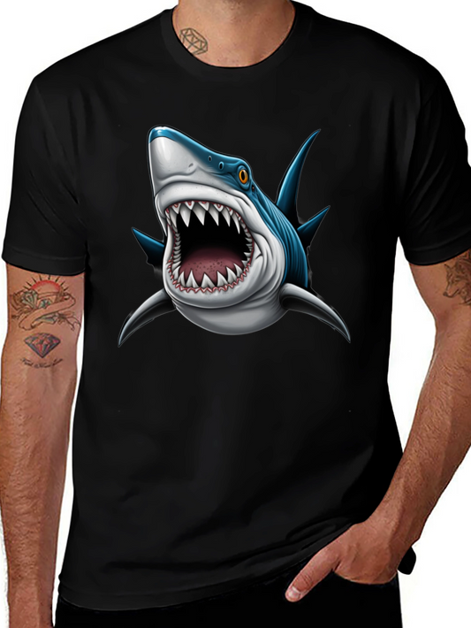 Mens Shark Attack Graphic Tee - Black