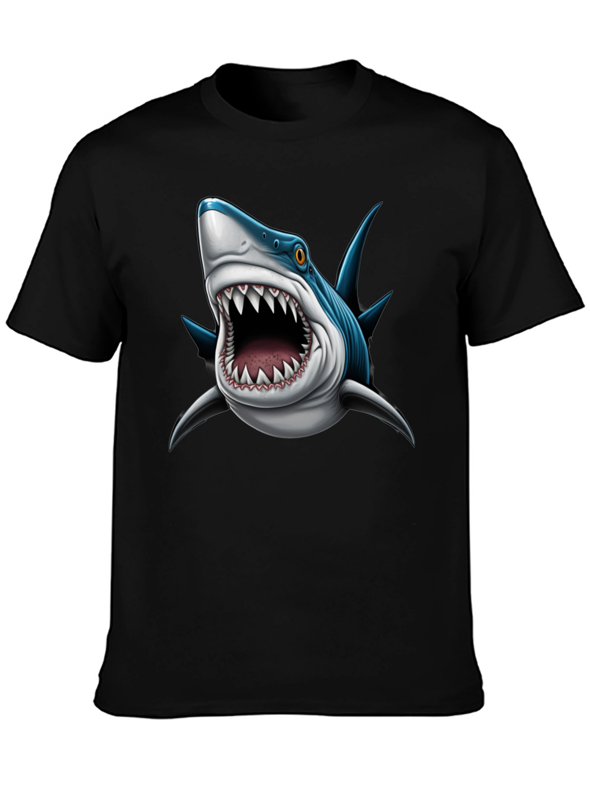 Mens Shark Attack Graphic Tee - Black