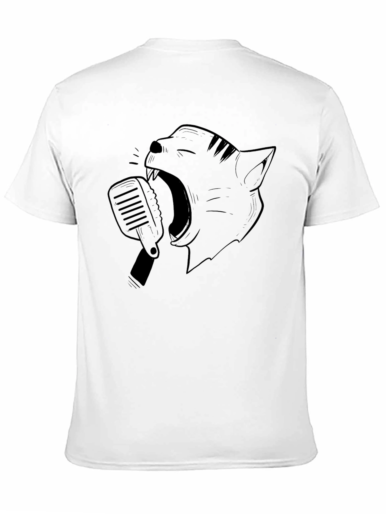 Singing Cat Graphic Tee - Black Cotton Blend