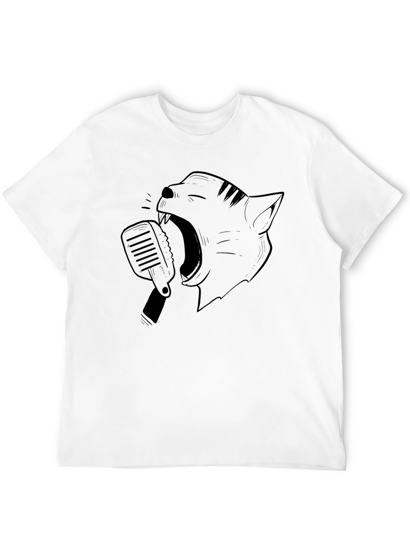 Singing Cat Graphic Tee - Black Cotton Blend