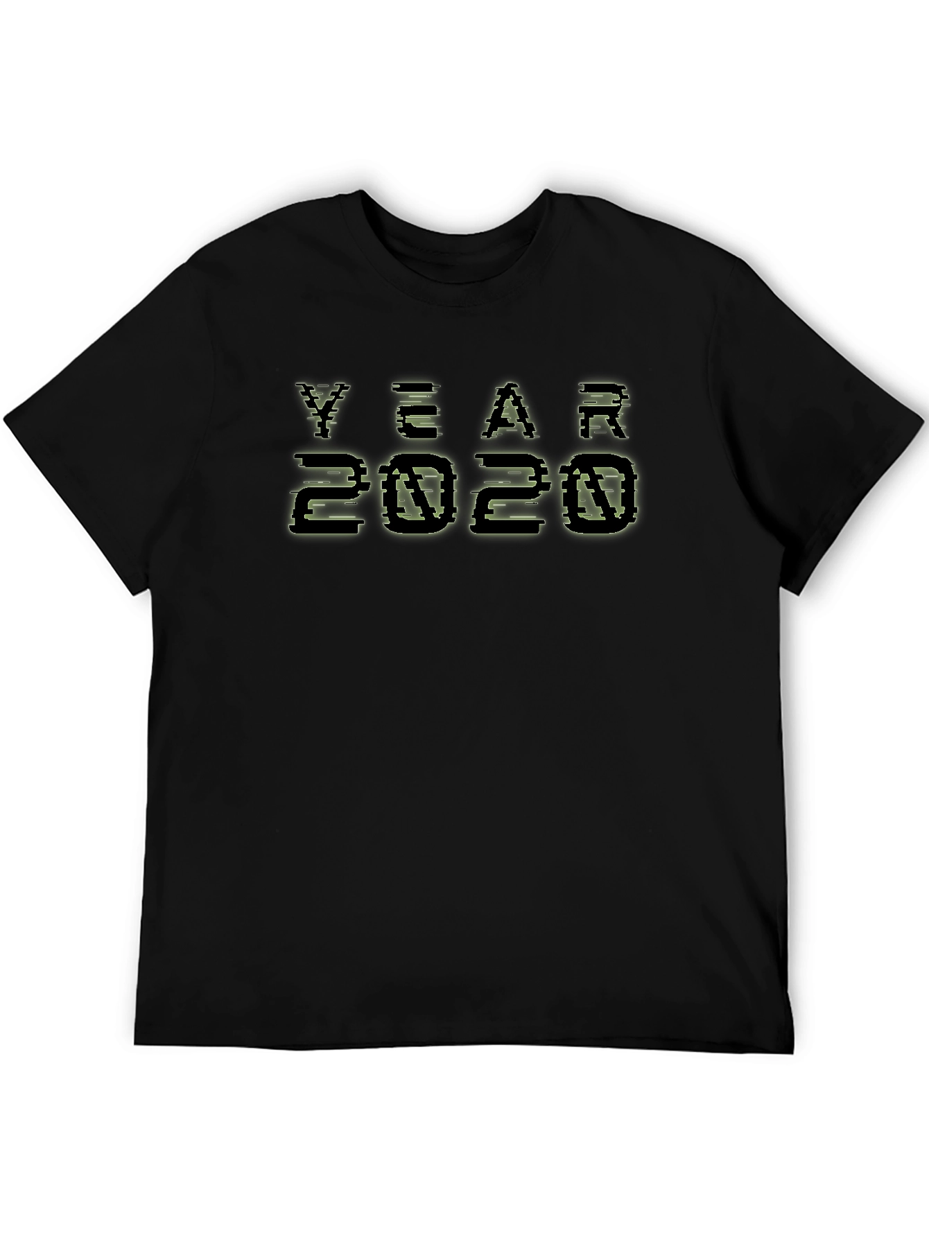 Year 2020 Pixelated Graphic Black T-Shirt