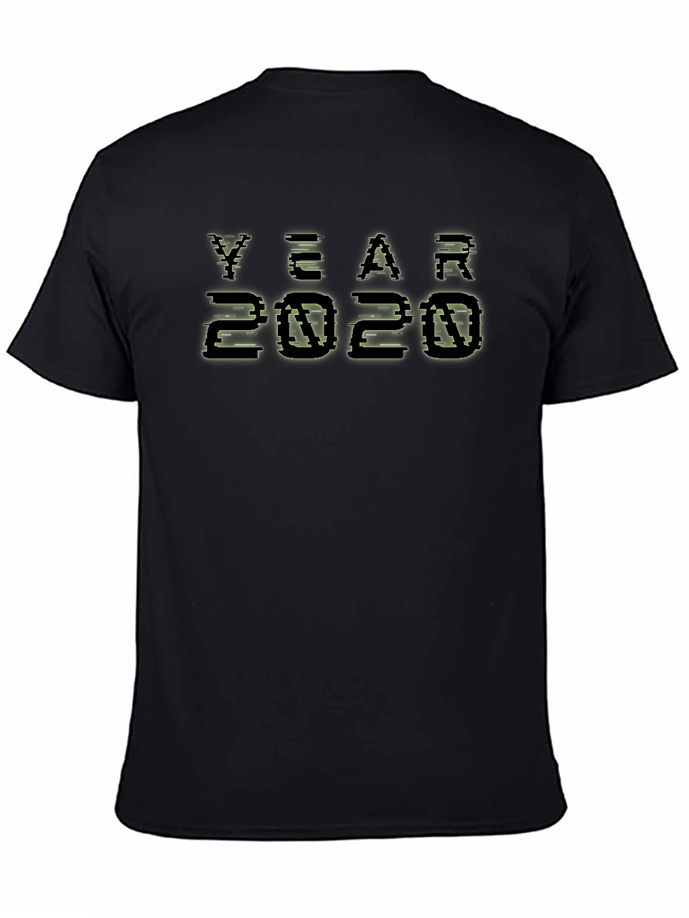 Year 2020 Pixelated Graphic Black T-Shirt