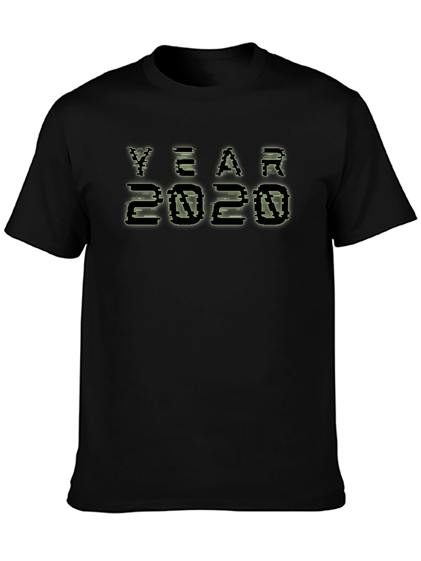 Year 2020 Pixelated Graphic Black T-Shirt