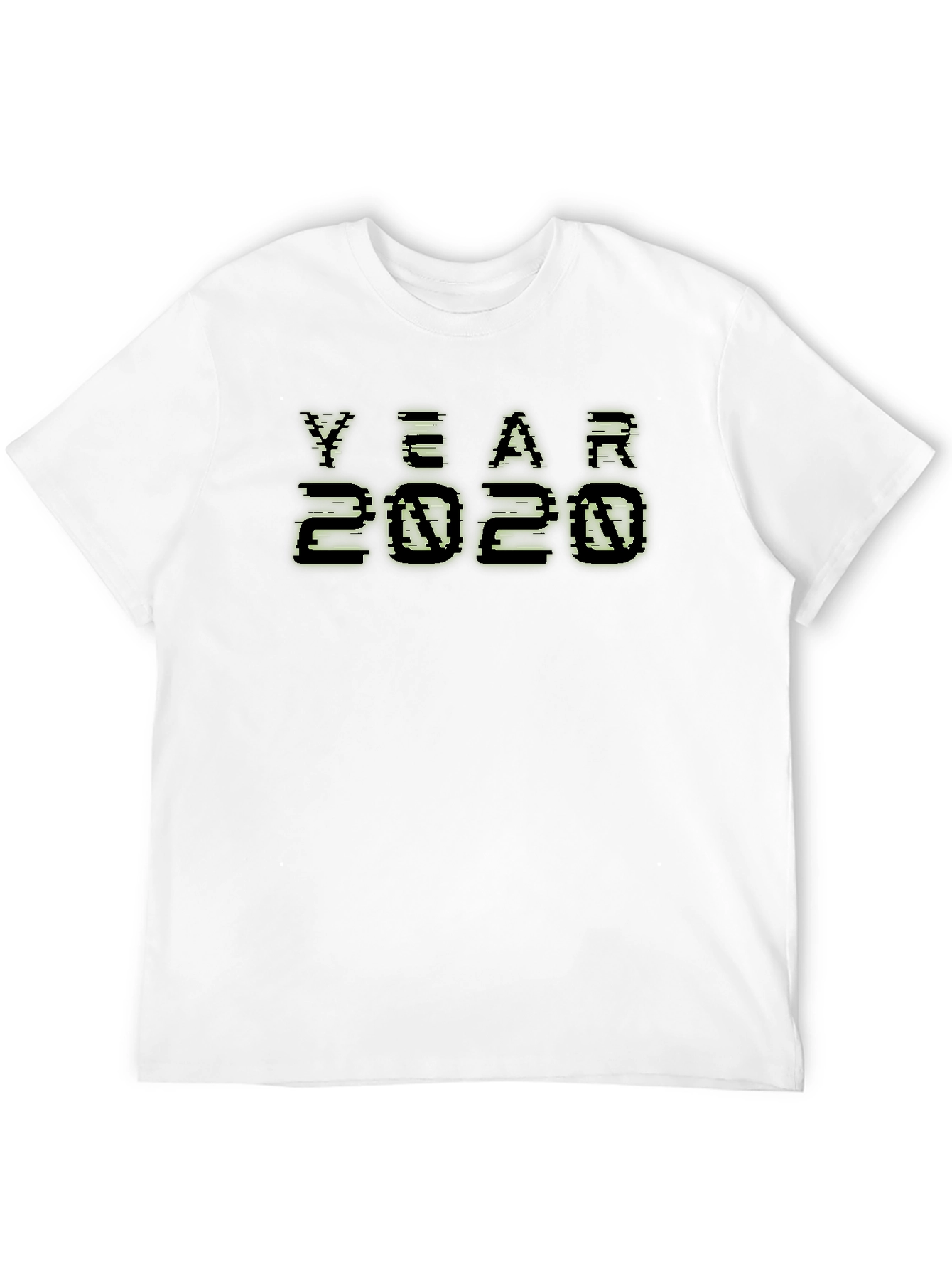 Year 2020 Pixelated Graphic Black T-Shirt