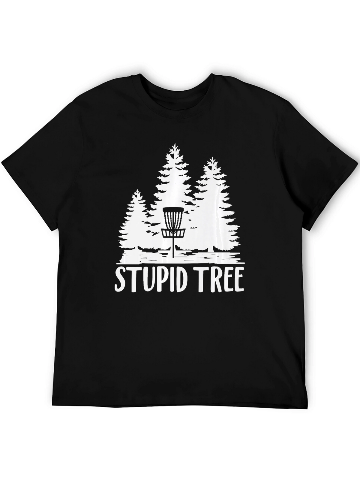Stupid Tree Black T-Shirt Disc Golf Design