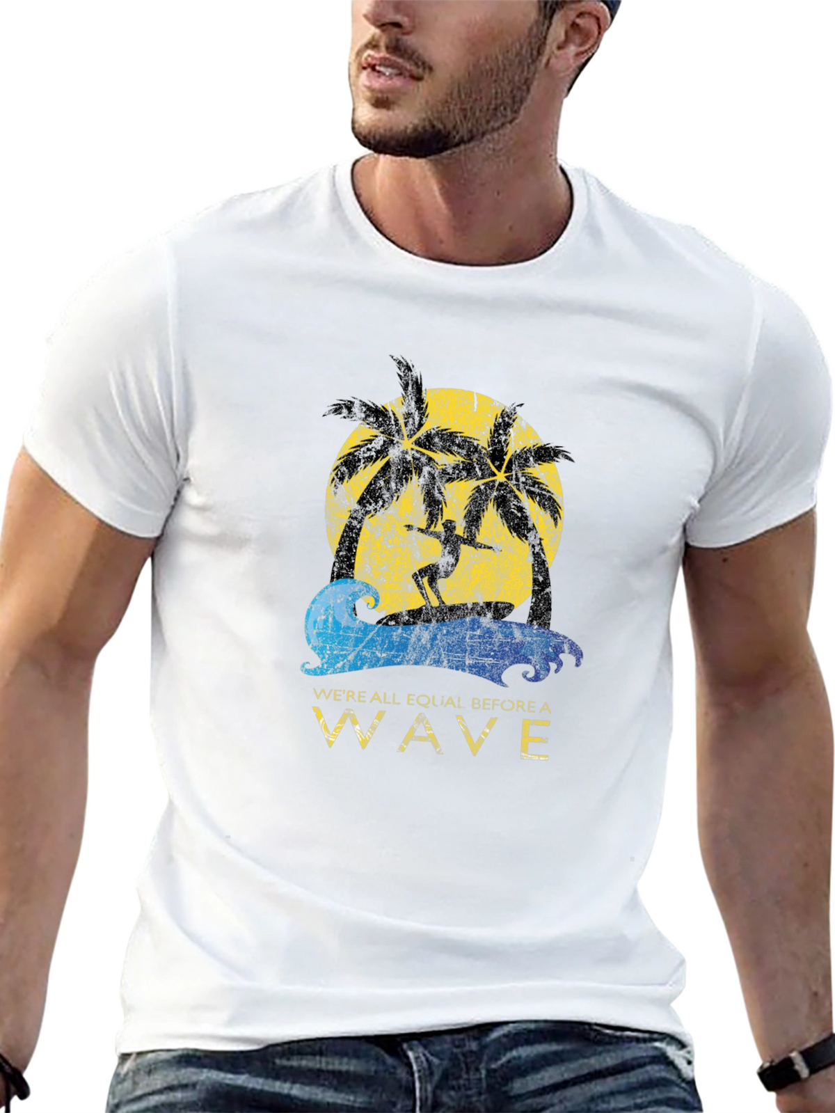 Surfer Wave Graphic Tee - Beach Vibes