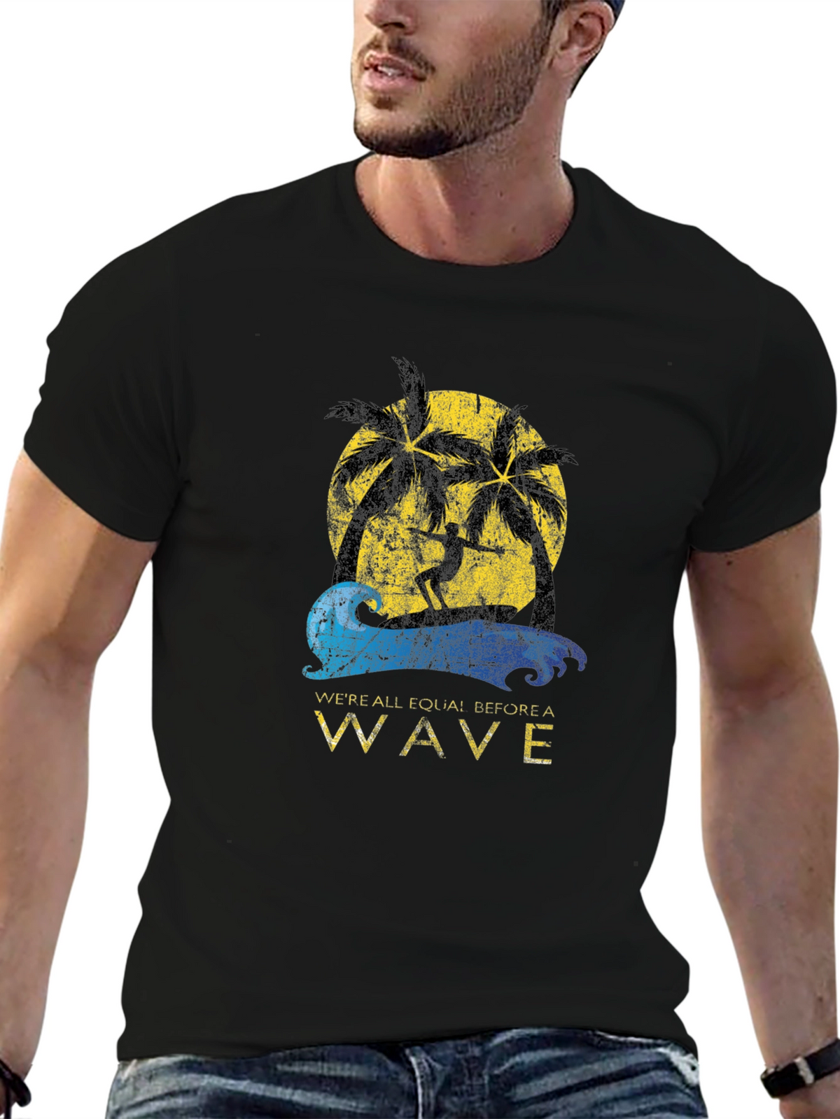 Surfer Wave Graphic Tee - Beach Vibes