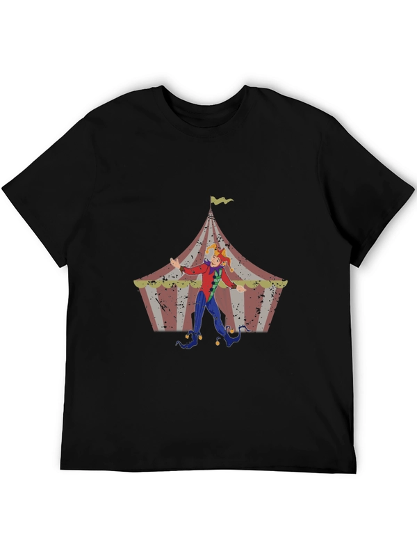 Circus Jester Graphic Tee - Black Cotton Blend T-Shirt