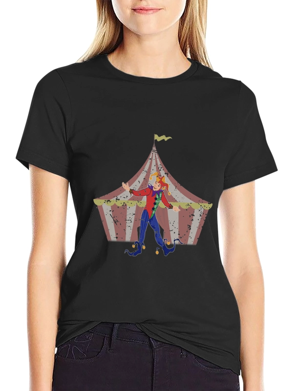 Circus Jester Graphic Tee - Black Cotton Blend T-Shirt
