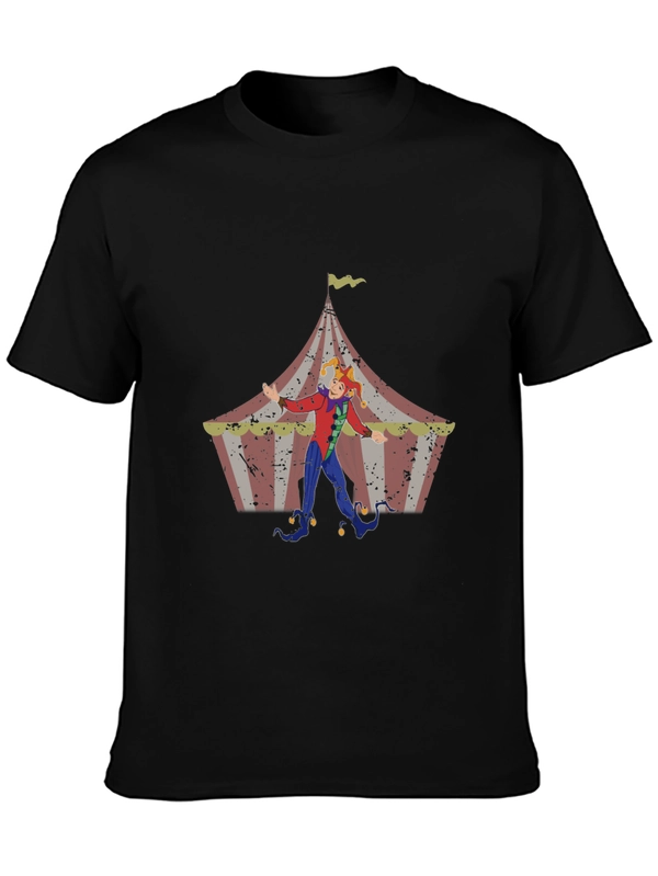Circus Jester Graphic Tee - Black Cotton Blend T-Shirt