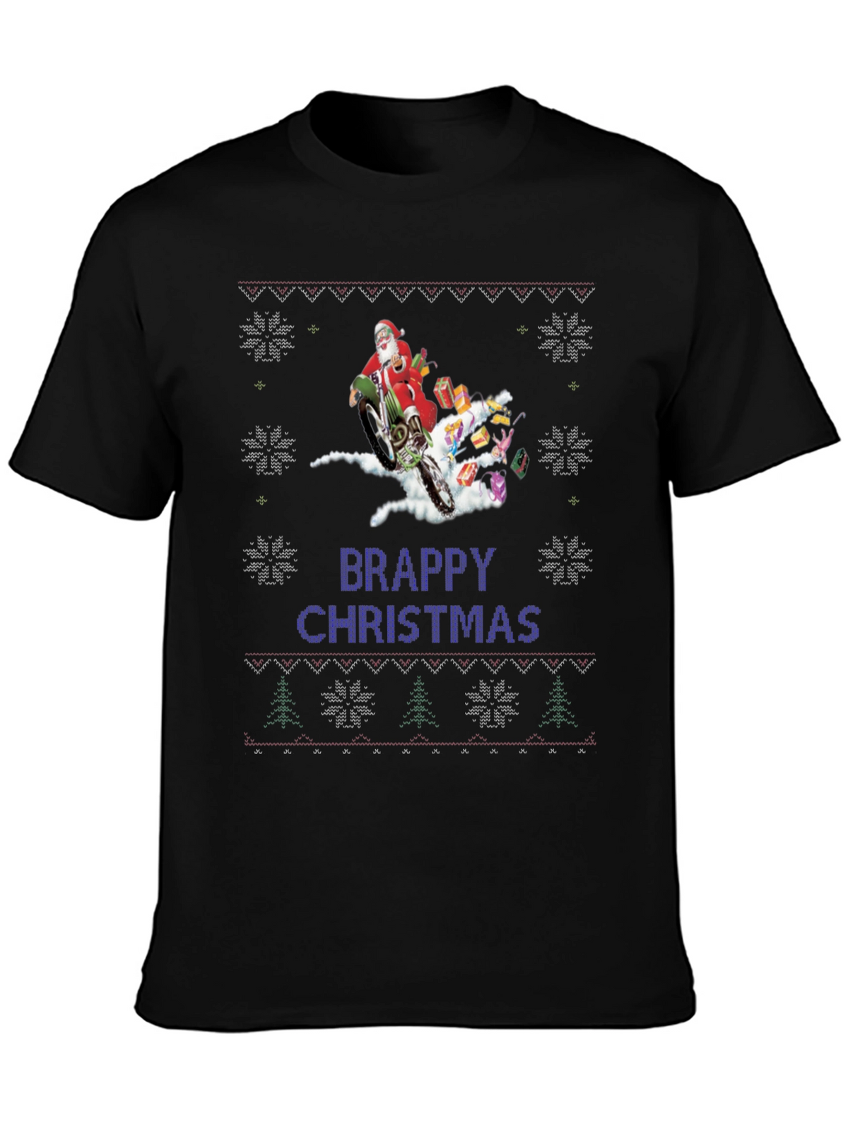 Brappy Christmas Santa Motocross Ugly Christmas Sweater T-Shirt
