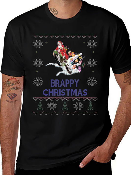 Brappy Christmas Santa Motocross Ugly Christmas Sweater T-Shirt