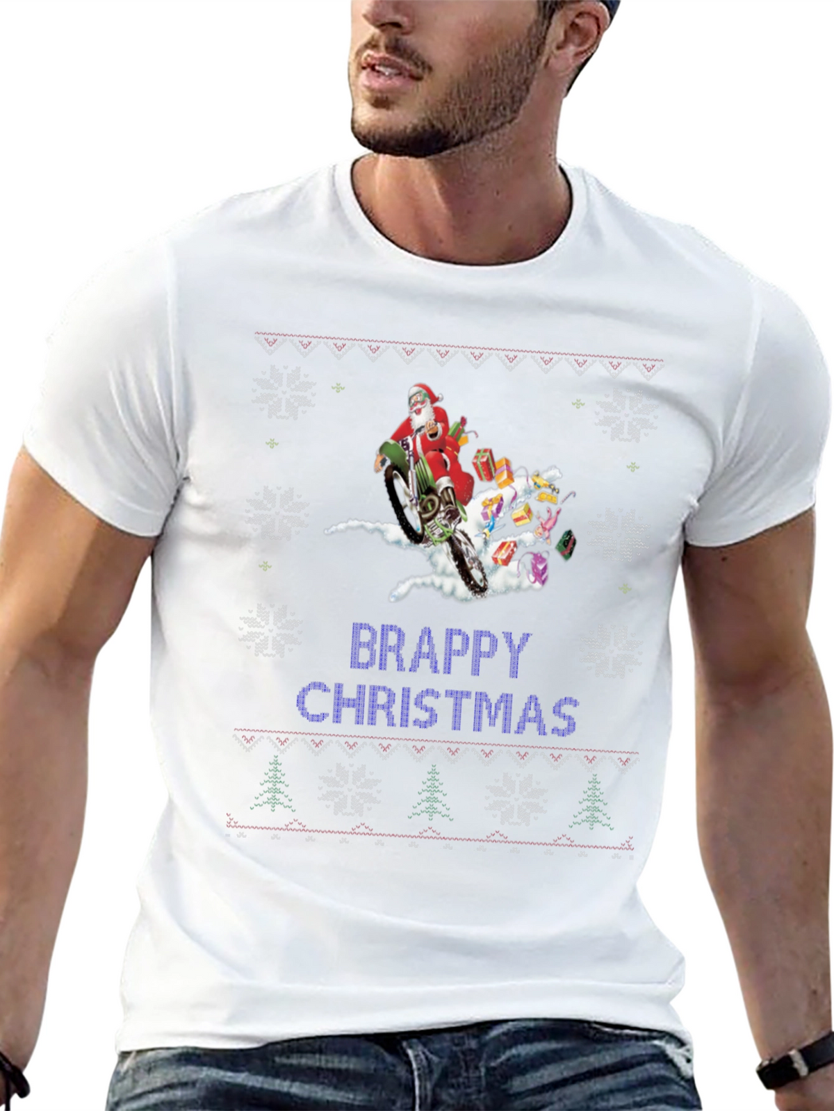 Brappy Christmas Santa Motocross Ugly Christmas Sweater T-Shirt