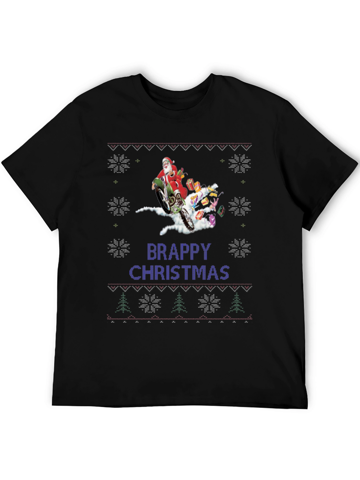 Brappy Christmas Santa Motocross Ugly Christmas Sweater T-Shirt