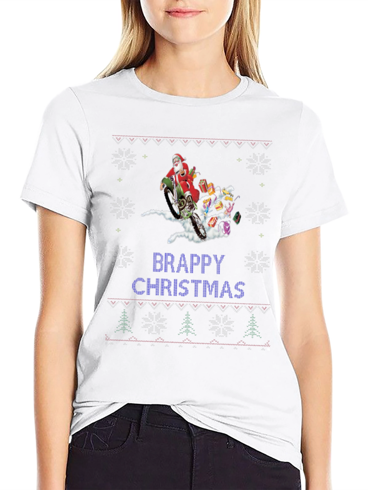 Brappy Christmas Santa Motocross Ugly Christmas Sweater T-Shirt