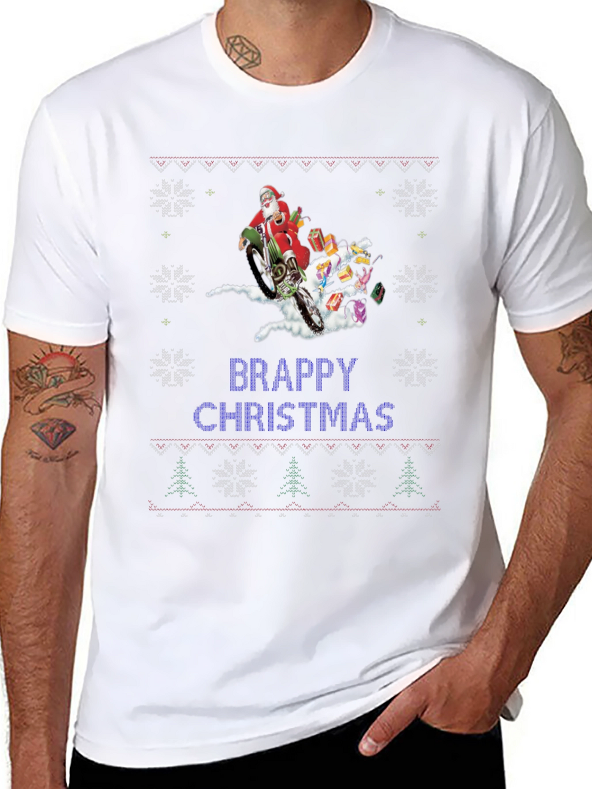 Brappy Christmas Santa Motocross Ugly Christmas Sweater T-Shirt