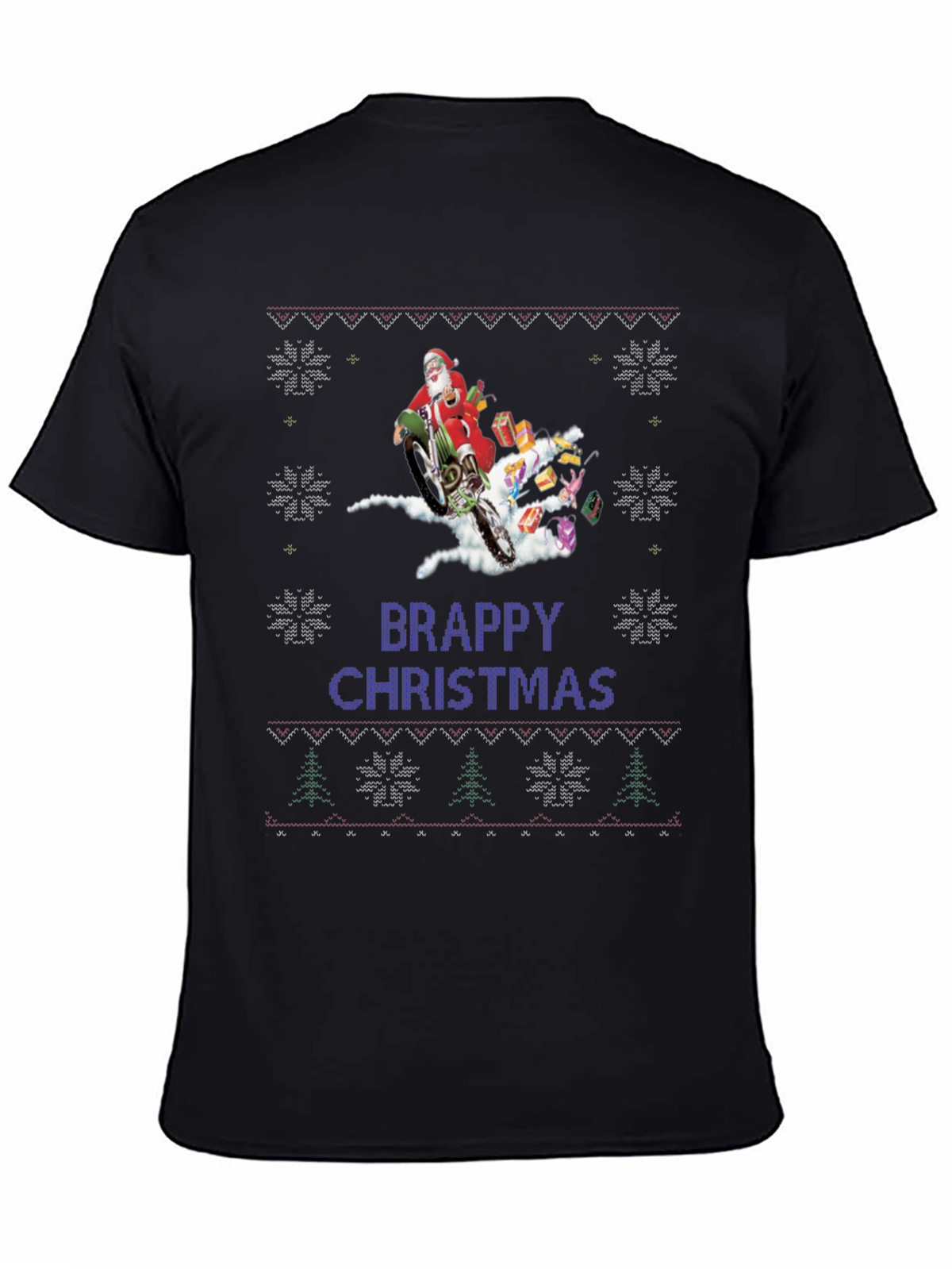 Brappy Christmas Santa Motocross Ugly Christmas Sweater T-Shirt