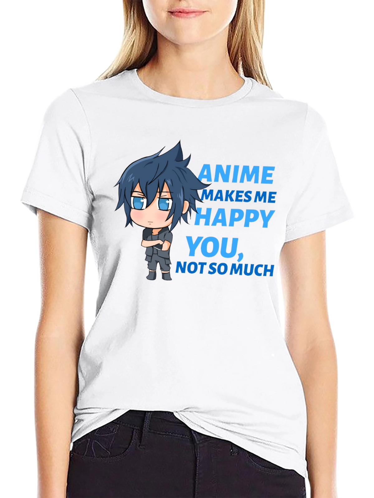 Anime Makes Me Happy T-Shirt - Funny Cartoon Tee
