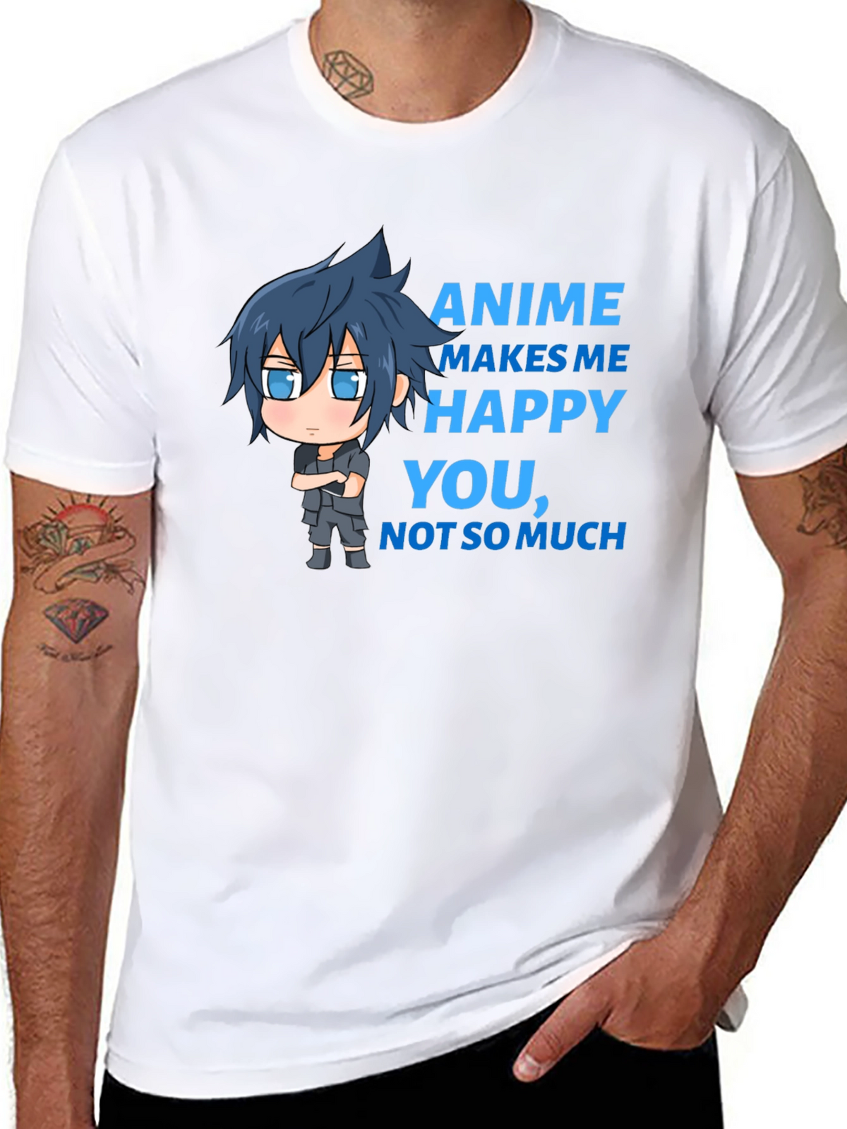 Anime Makes Me Happy T-Shirt - Funny Cartoon Tee