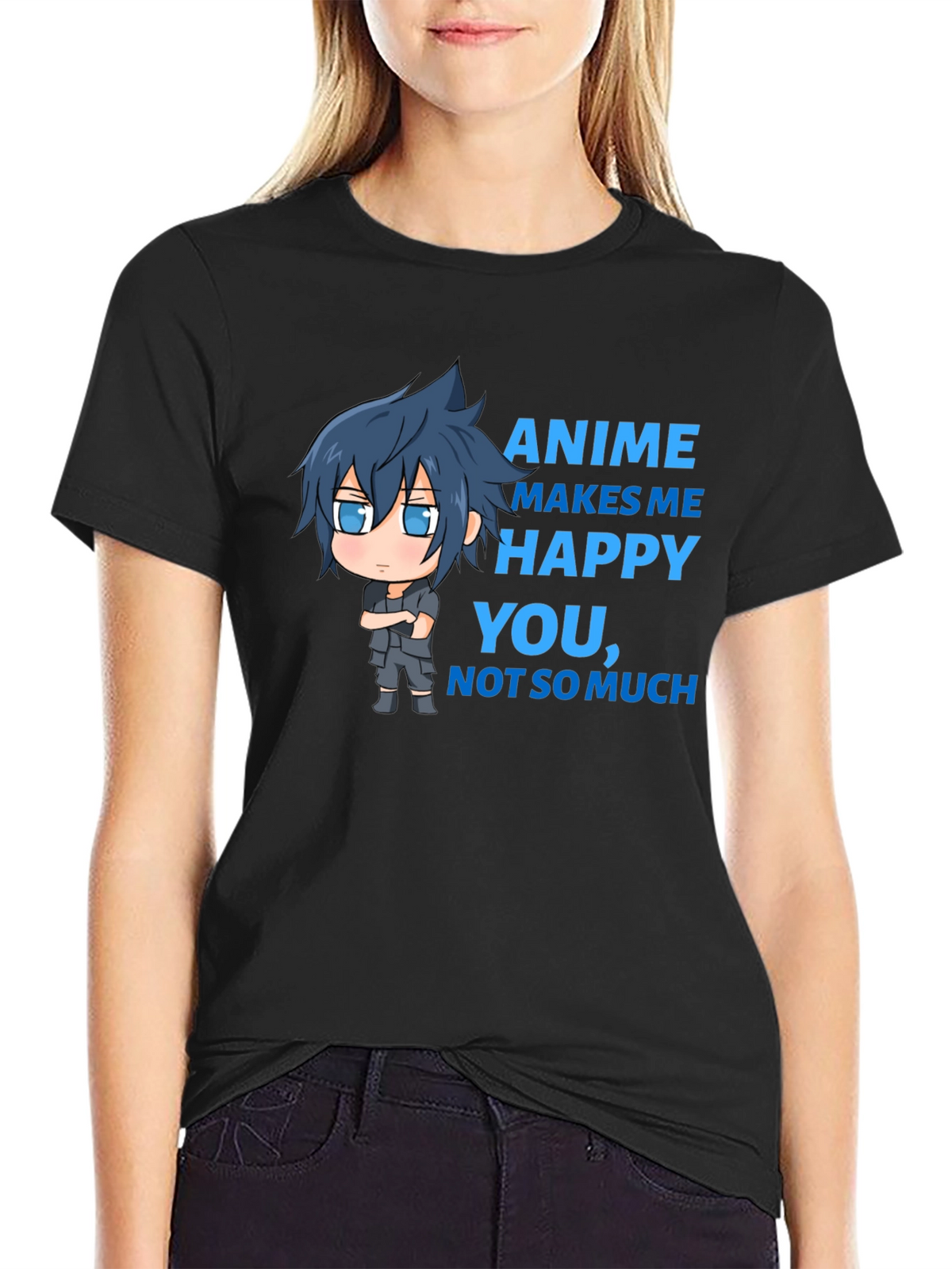 Anime Makes Me Happy T-Shirt - Funny Cartoon Tee