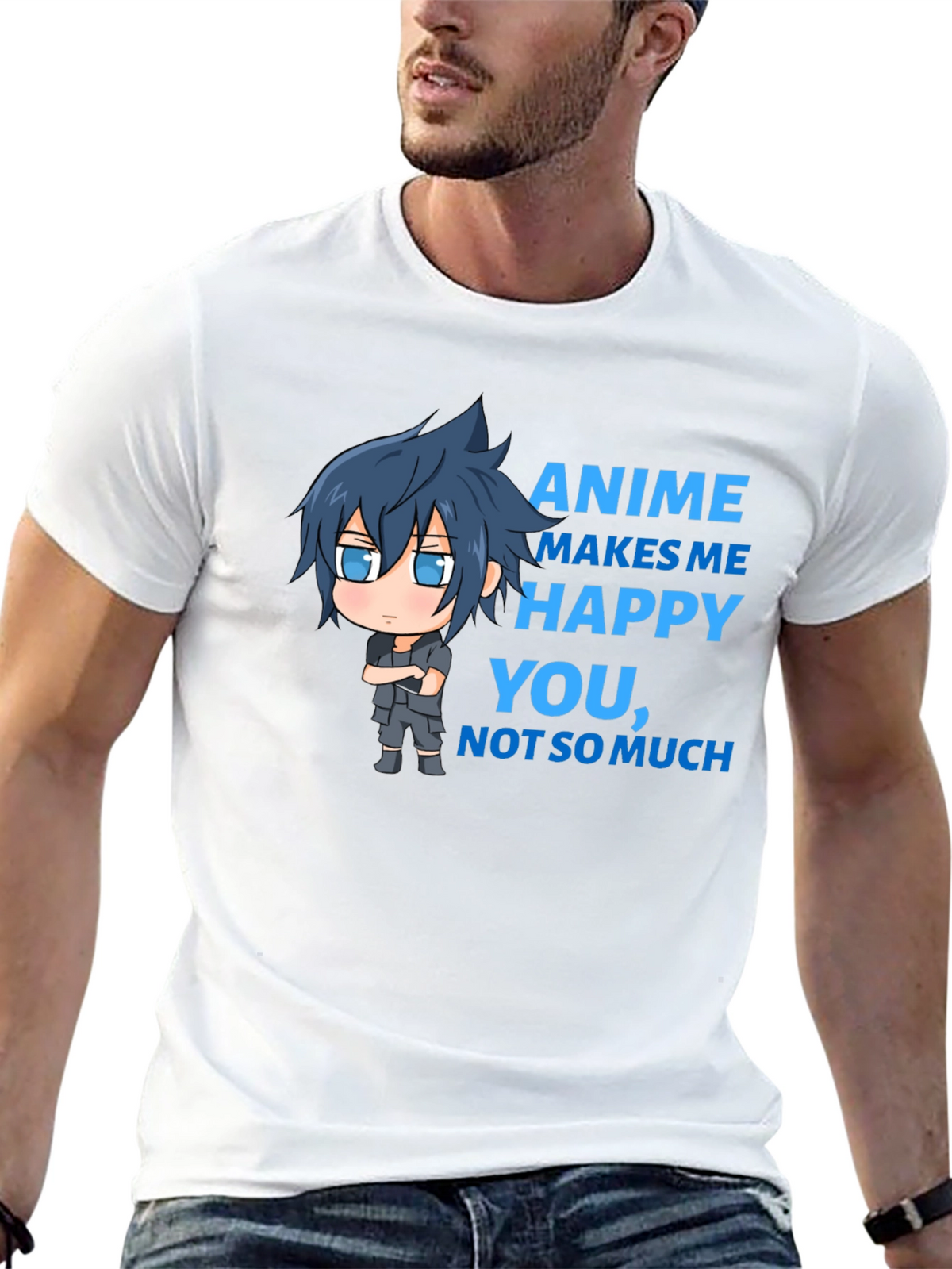 Anime Makes Me Happy T-Shirt - Funny Cartoon Tee