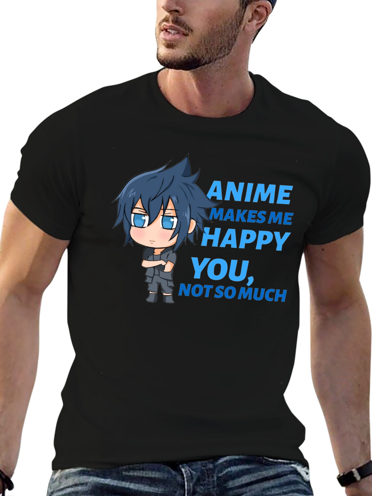 Anime Makes Me Happy T-Shirt - Funny Cartoon Tee