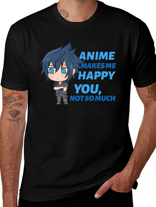 Anime Makes Me Happy T-Shirt - Funny Cartoon Tee