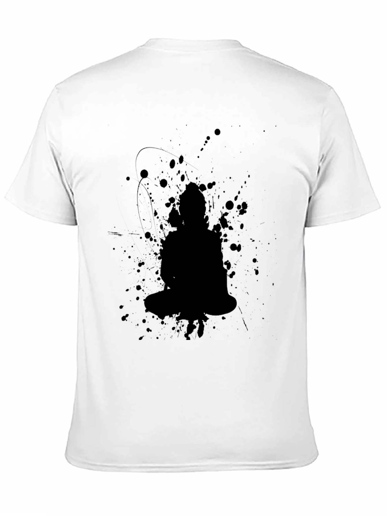 Black Buddha Splatter Print T-Shirt
