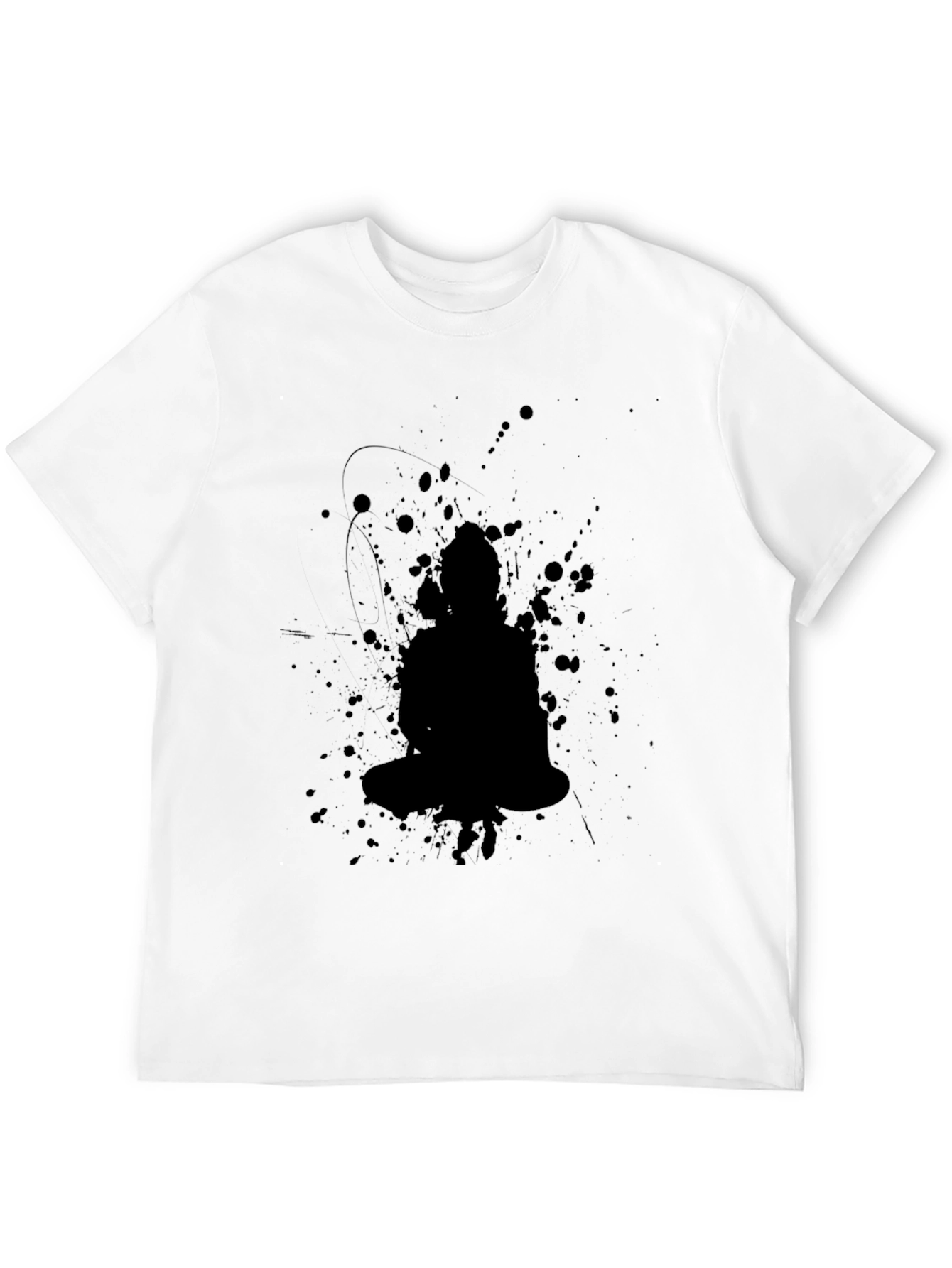 Black Buddha Splatter Print T-Shirt