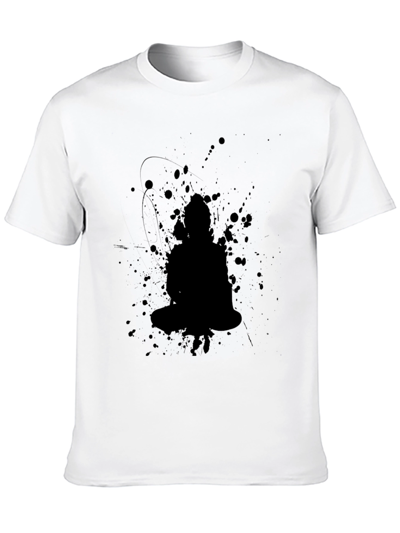 Black Buddha Splatter Print T-Shirt