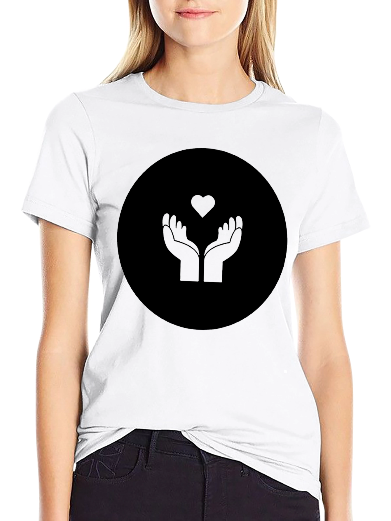 Heart Hands Graphic Black T-Shirt