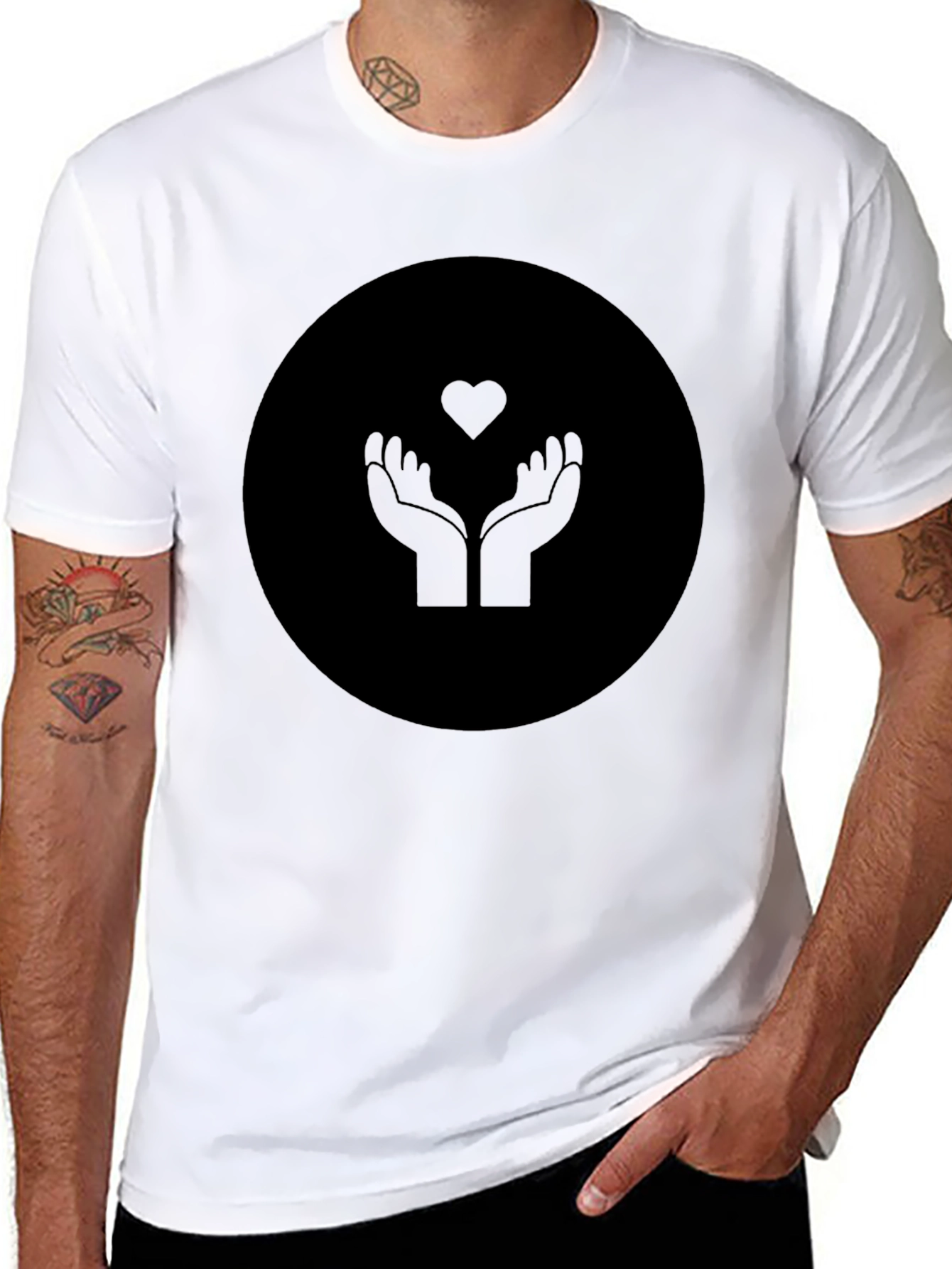 Heart Hands Graphic Black T-Shirt