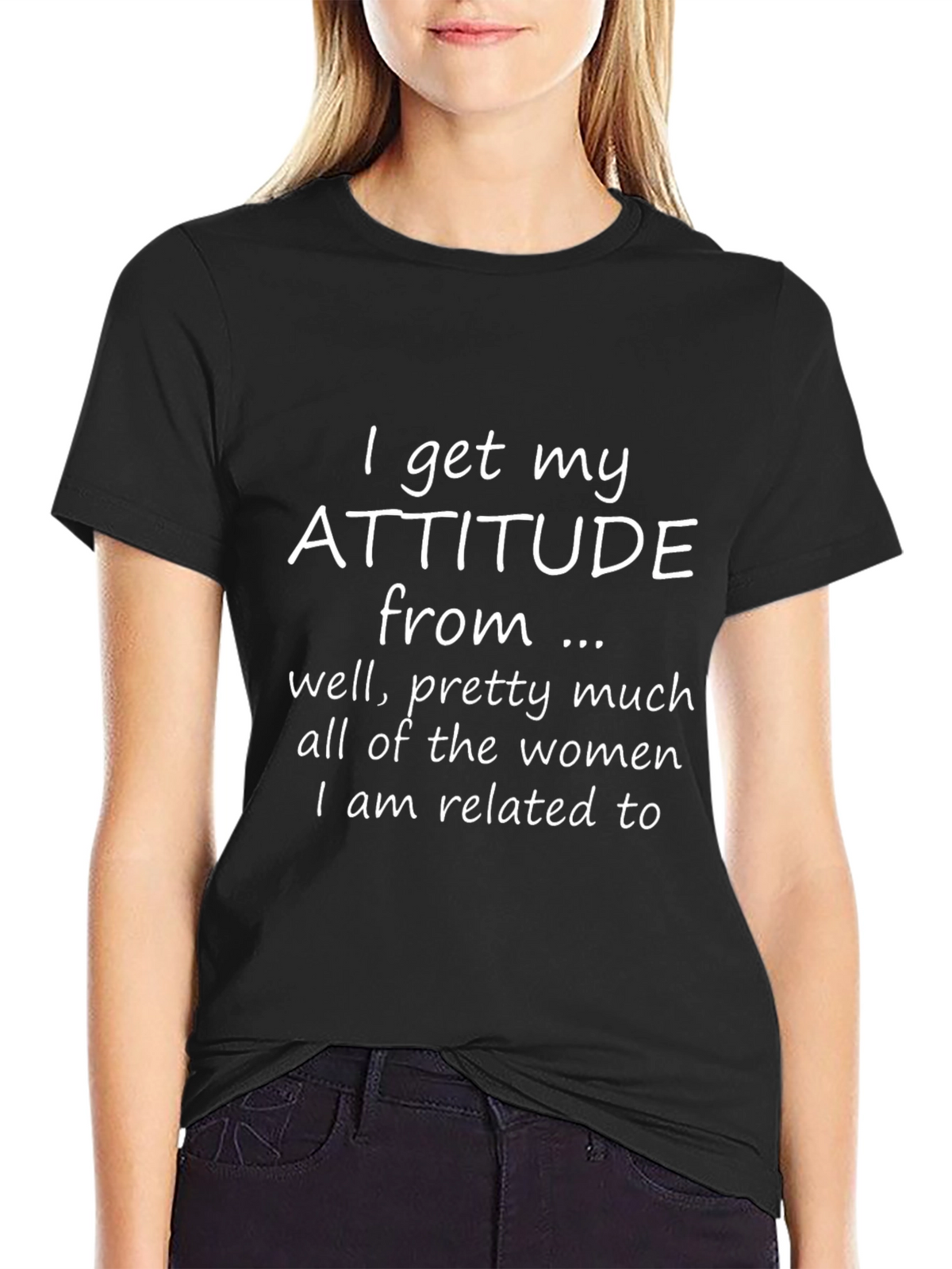 Attitude from Women Black Graphic Tee
