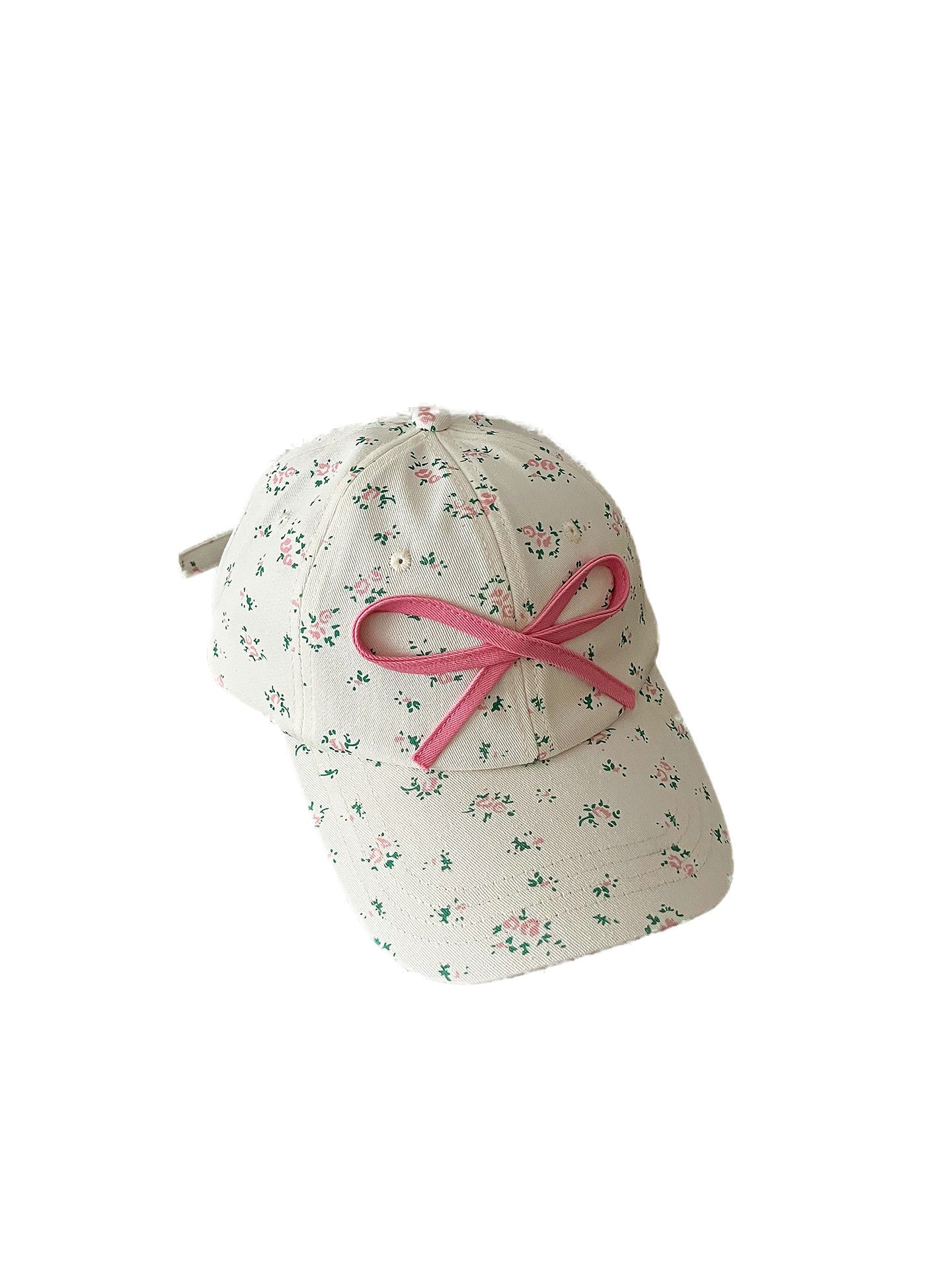 Women's Floral Print Baseball Cap with Front Bow Accent