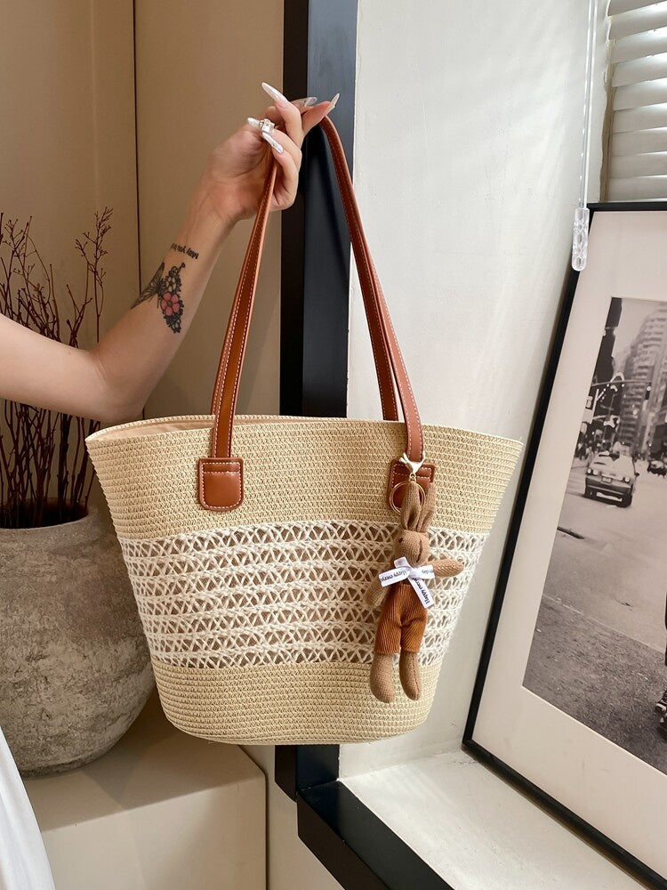 Trendy Summer Woven Basket Bag for Beach & Everyday Use
