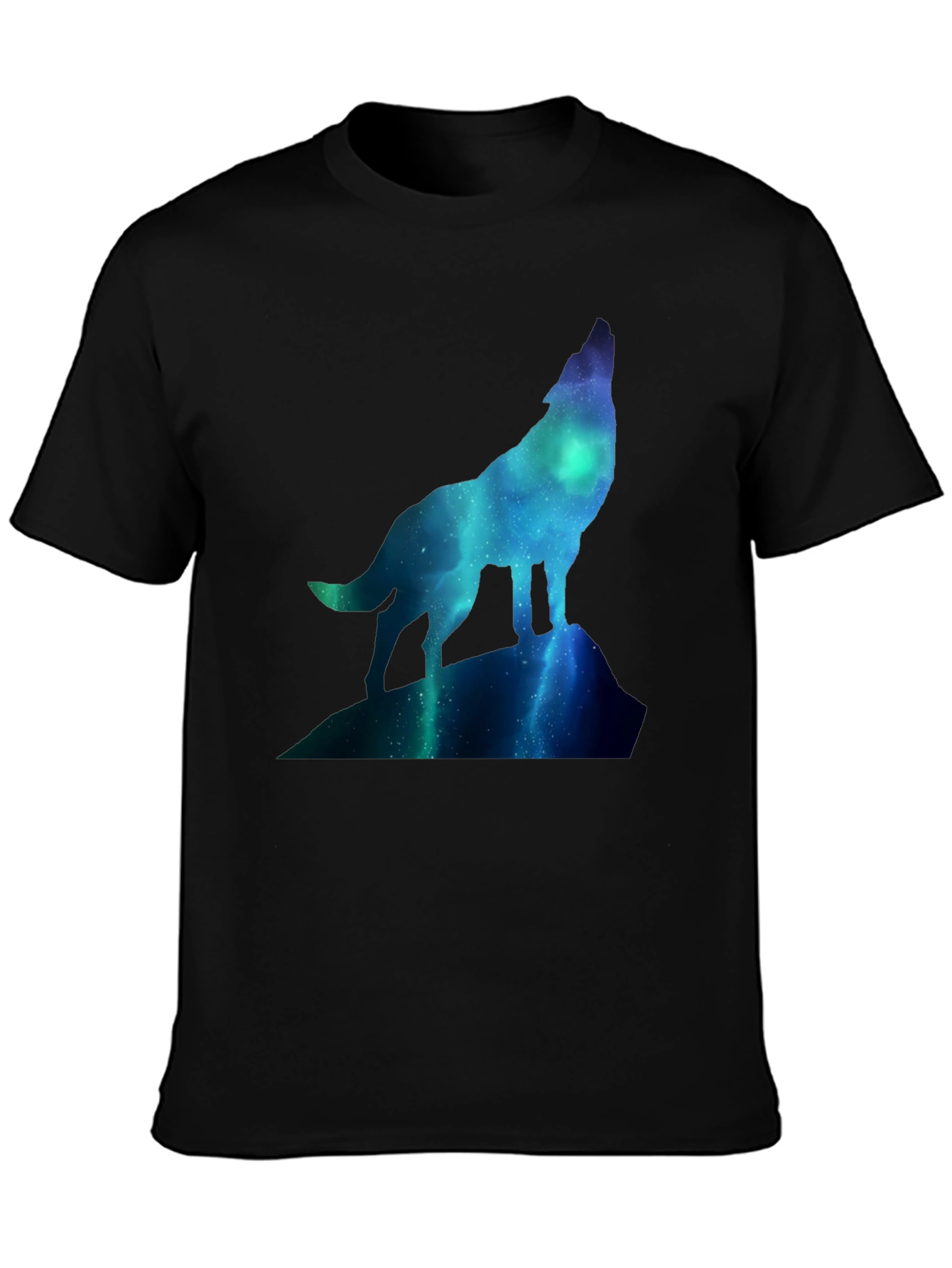 Wolf Galaxy T-Shirt - Black Crew Neck Tee