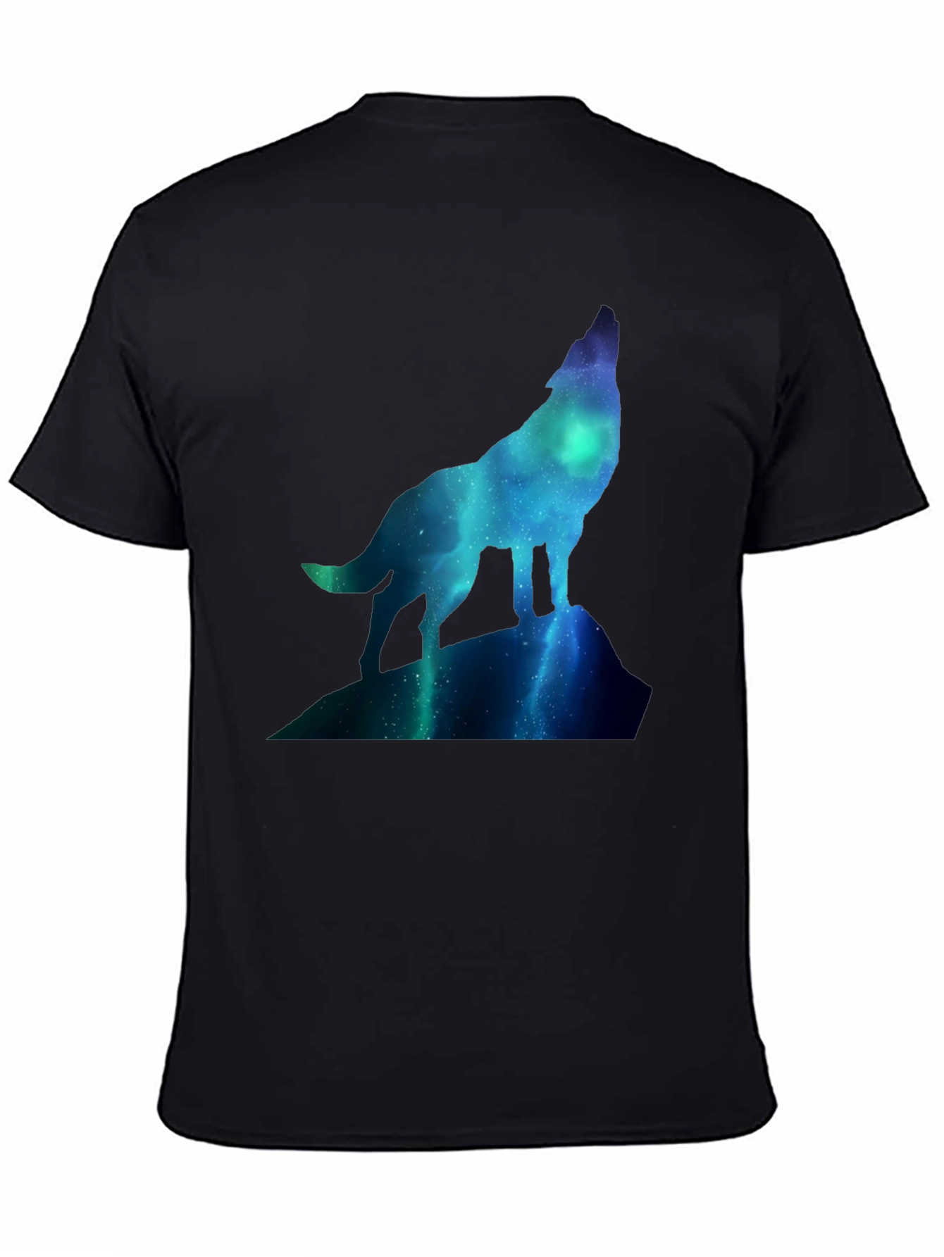 Wolf Galaxy T-Shirt - Black Crew Neck Tee