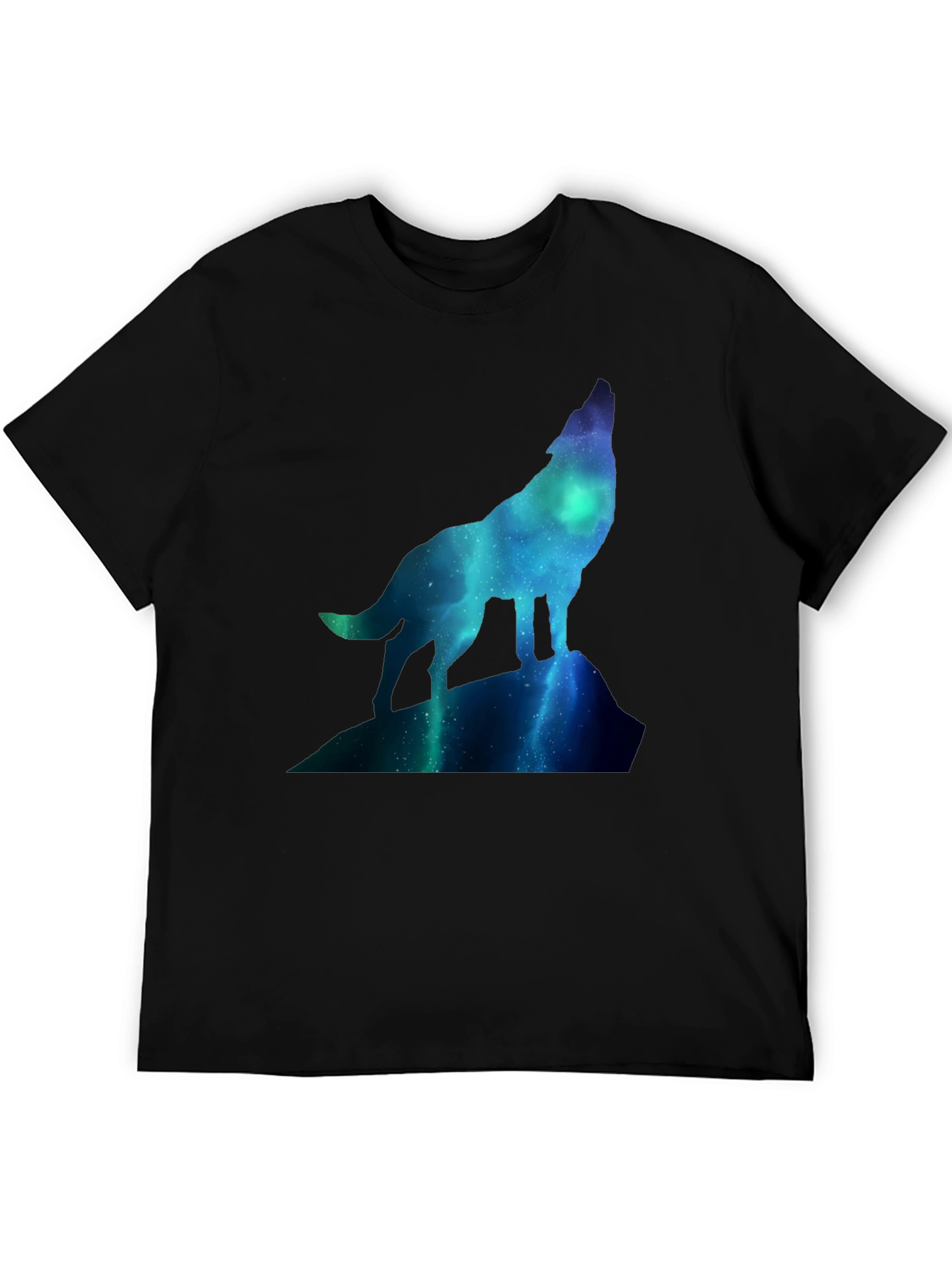 Wolf Galaxy T-Shirt - Black Crew Neck Tee