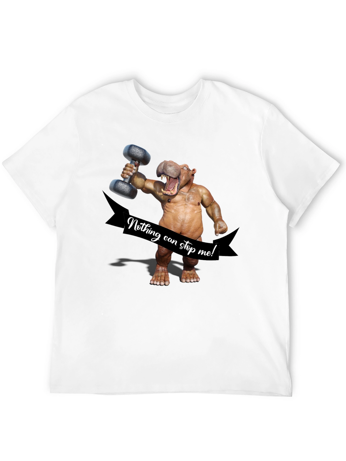 Hippo Lifting Dumbbell T-Shirt - Nothing Can Stop Me!