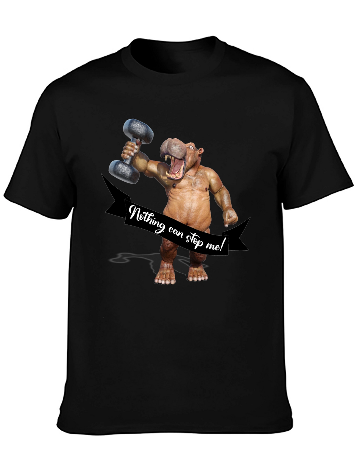 Hippo Lifting Dumbbell T-Shirt - Nothing Can Stop Me!