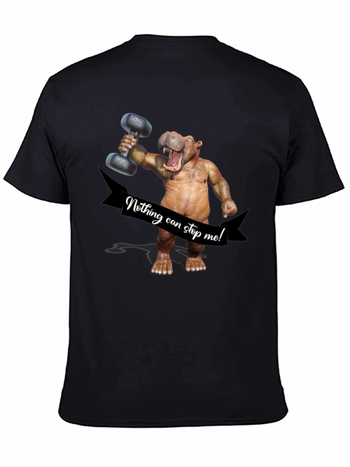Hippo Lifting Dumbbell T-Shirt - Nothing Can Stop Me!