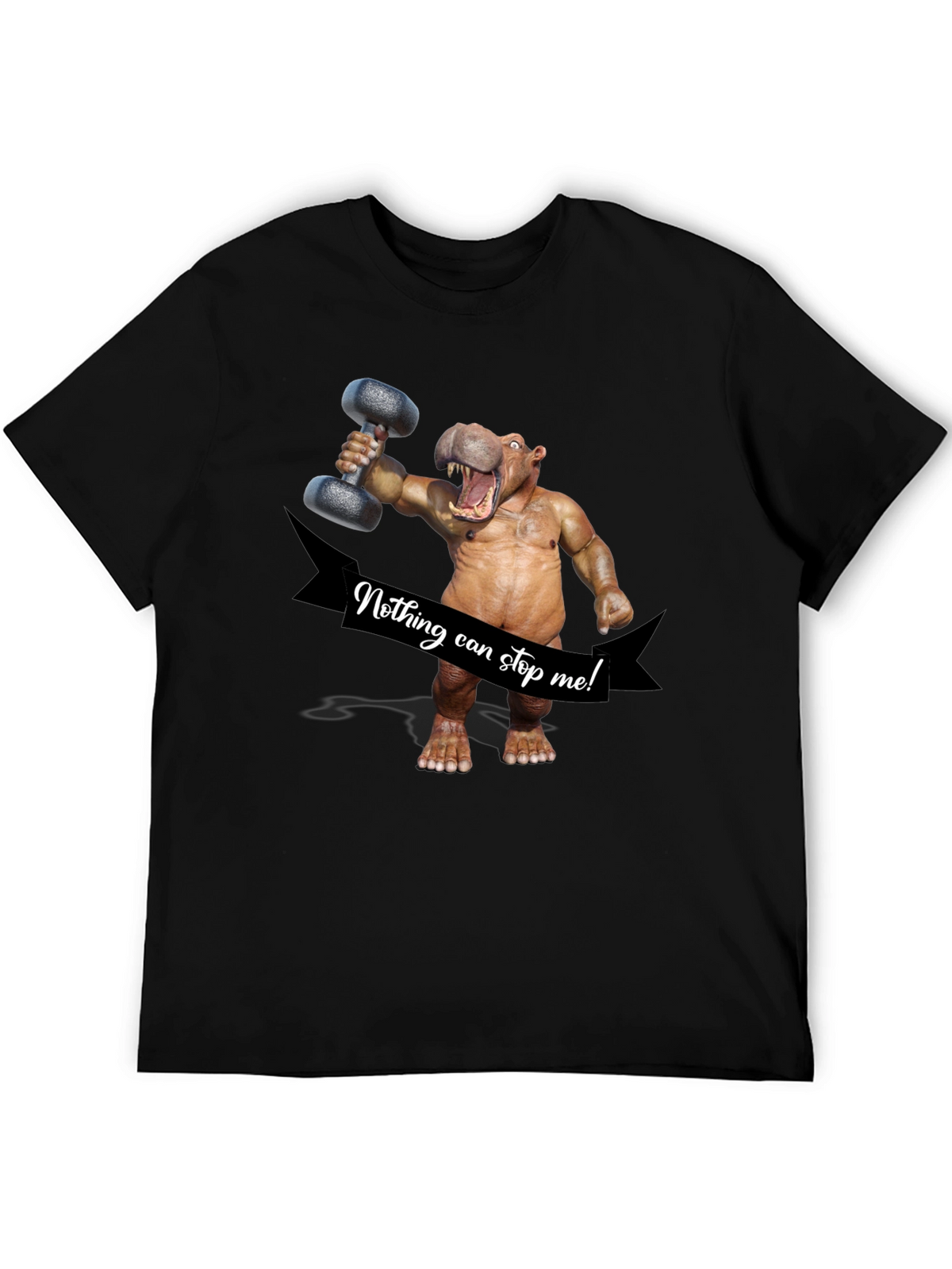 Hippo Lifting Dumbbell T-Shirt - Nothing Can Stop Me!
