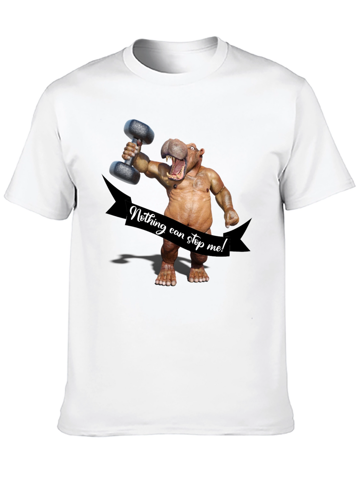Hippo Lifting Dumbbell T-Shirt - Nothing Can Stop Me!