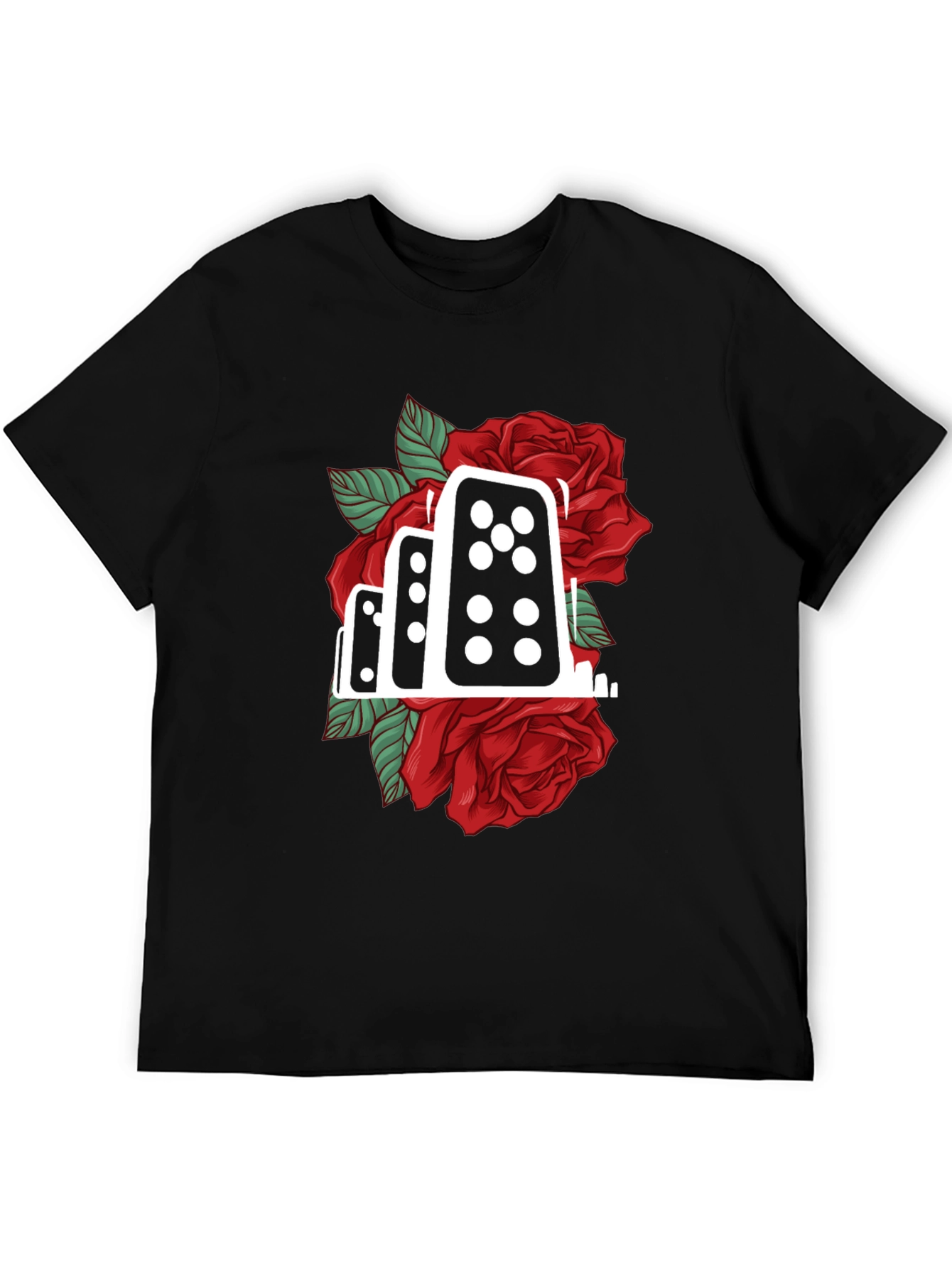Domino Rose Graphic Tee - Stylish Cotton Blend