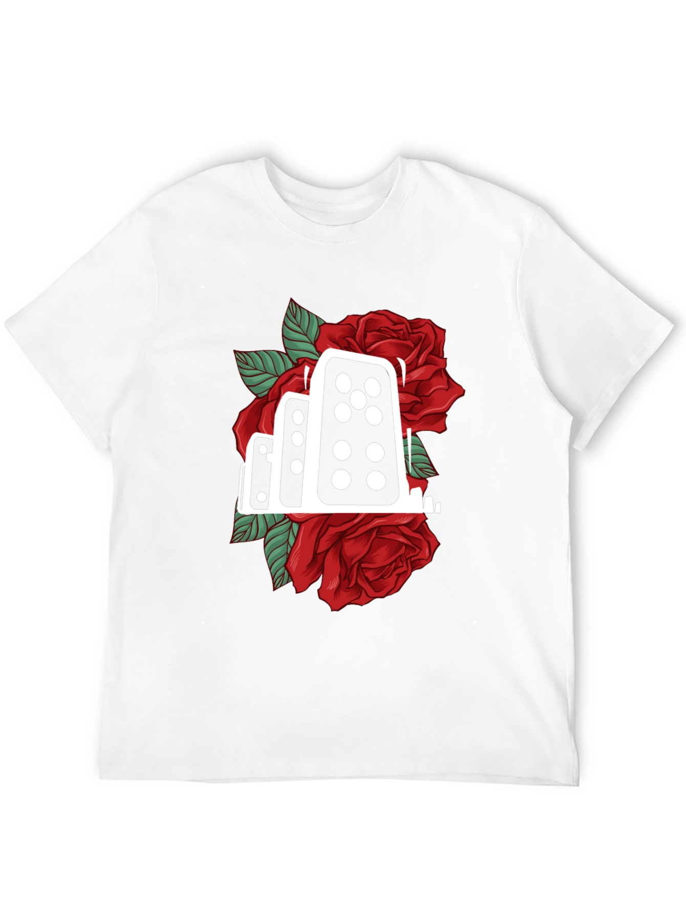 Domino Rose Graphic Tee - Stylish Cotton Blend