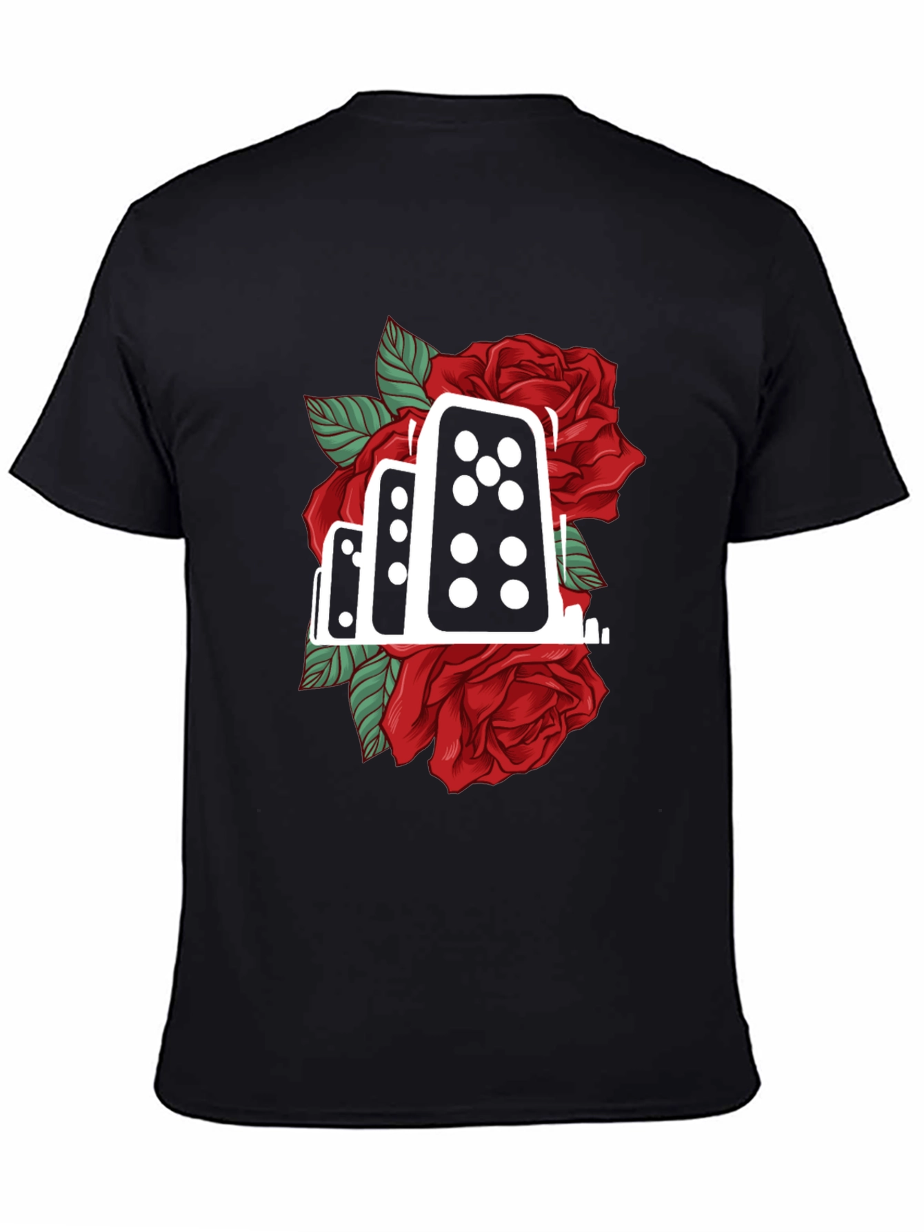 Domino Rose Graphic Tee - Stylish Cotton Blend